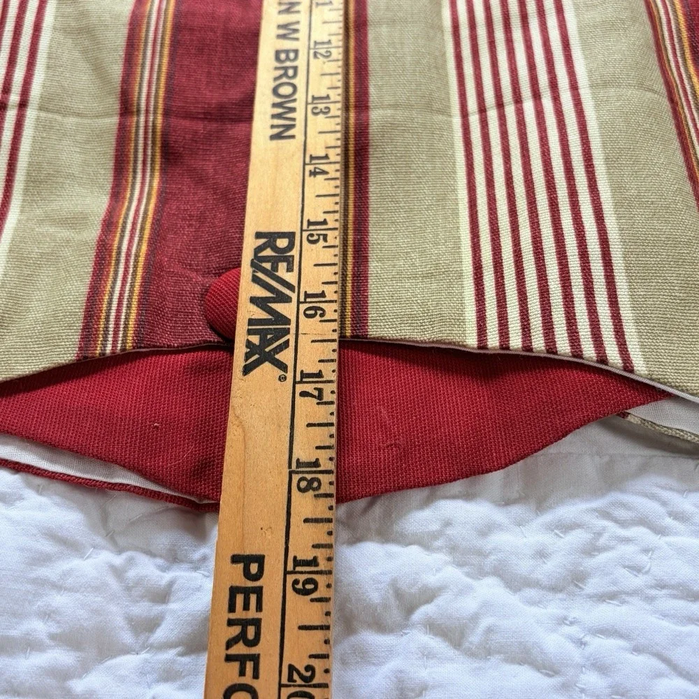 Custom Window Valance Red Gold Stripe 78 x 18 Lined Button Accent